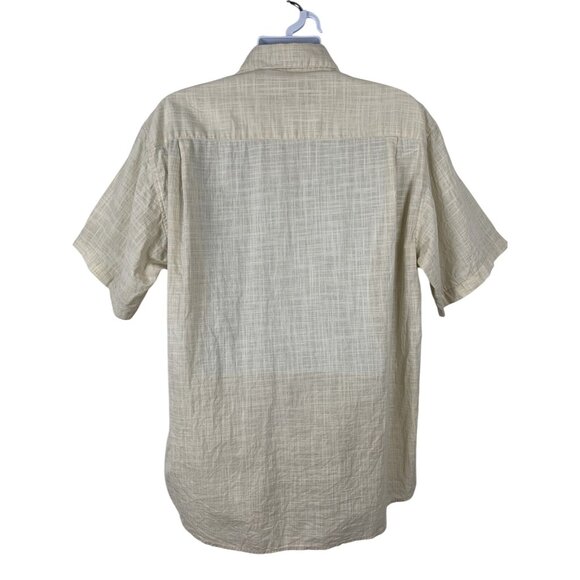 Basic Options Mens Basic Options Beige Short-Sleeve Button-Up Shirt Large - Picture 2 of 9